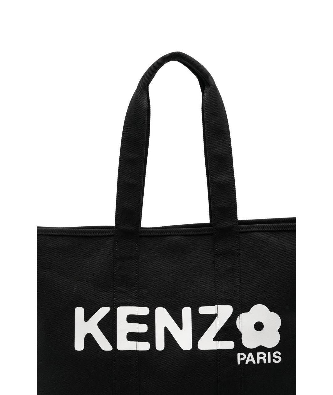 KENZO Черная хлопковая сумка тоут, фото 3