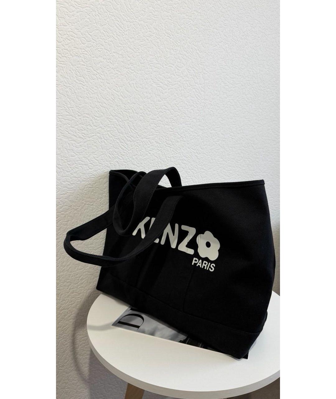 KENZO Черная хлопковая сумка тоут, фото 6