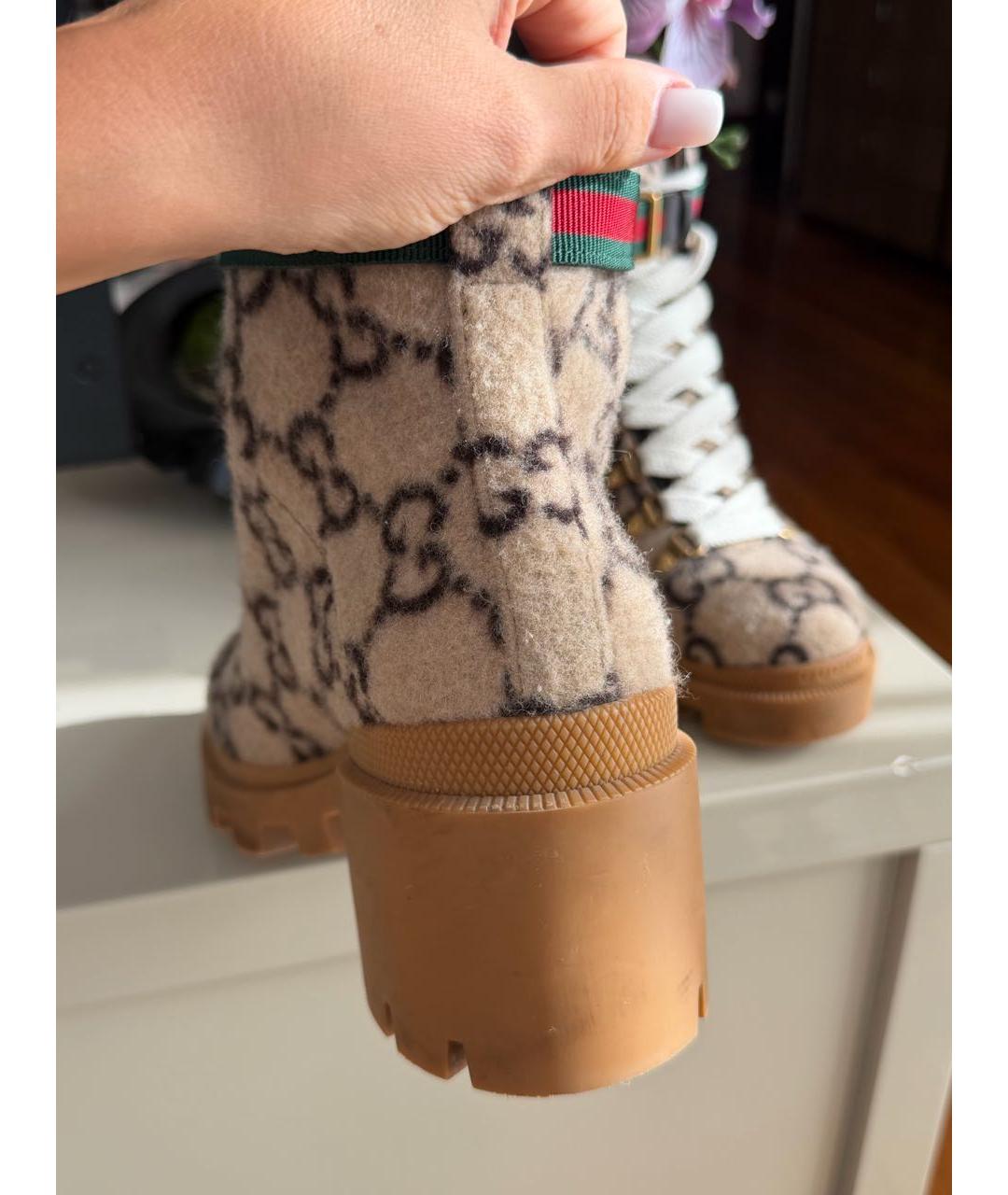 GUCCI Бежевые текстильные ботинки, фото 3