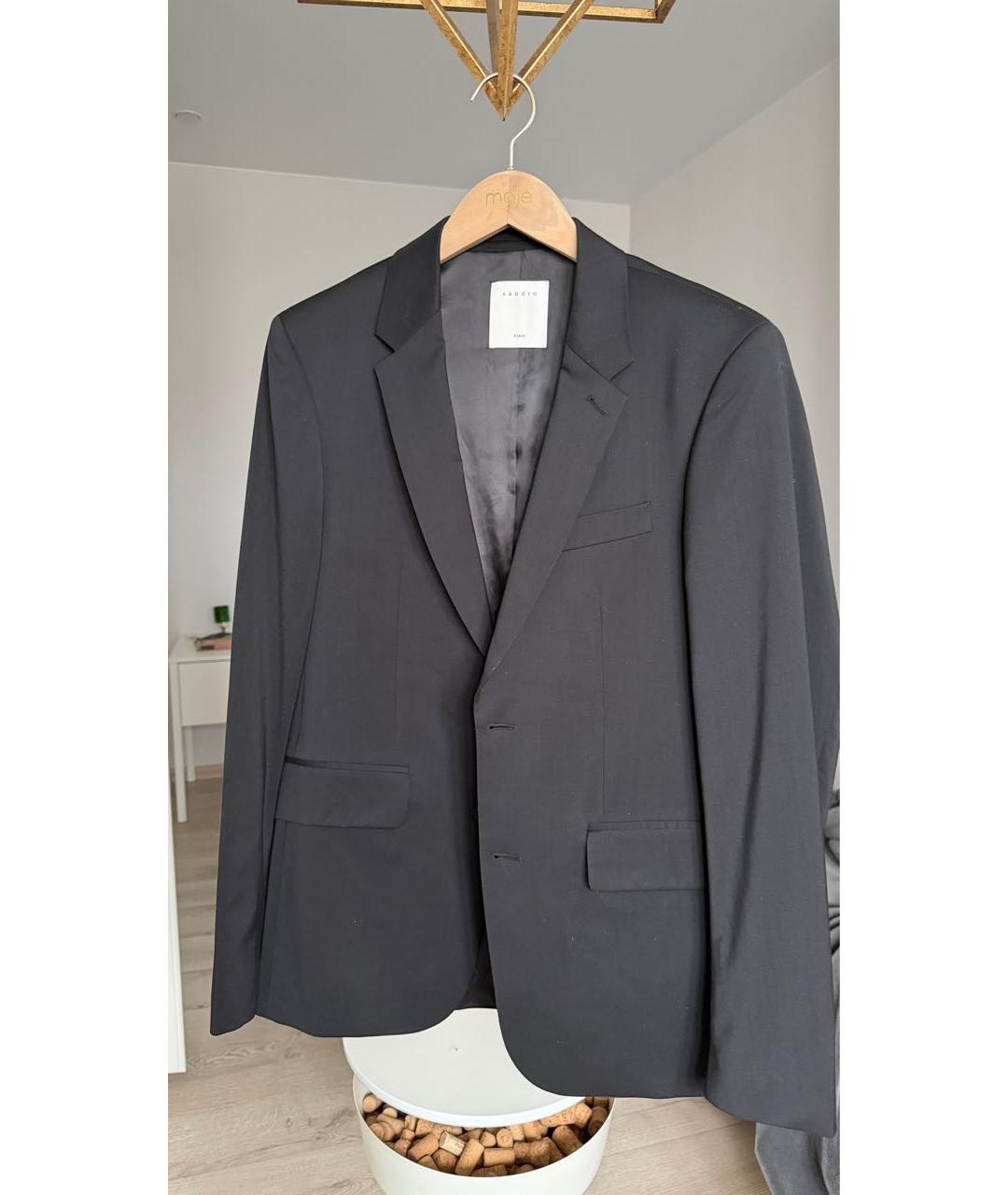 SANDRO Черный шерстяной пиджак, фото 9