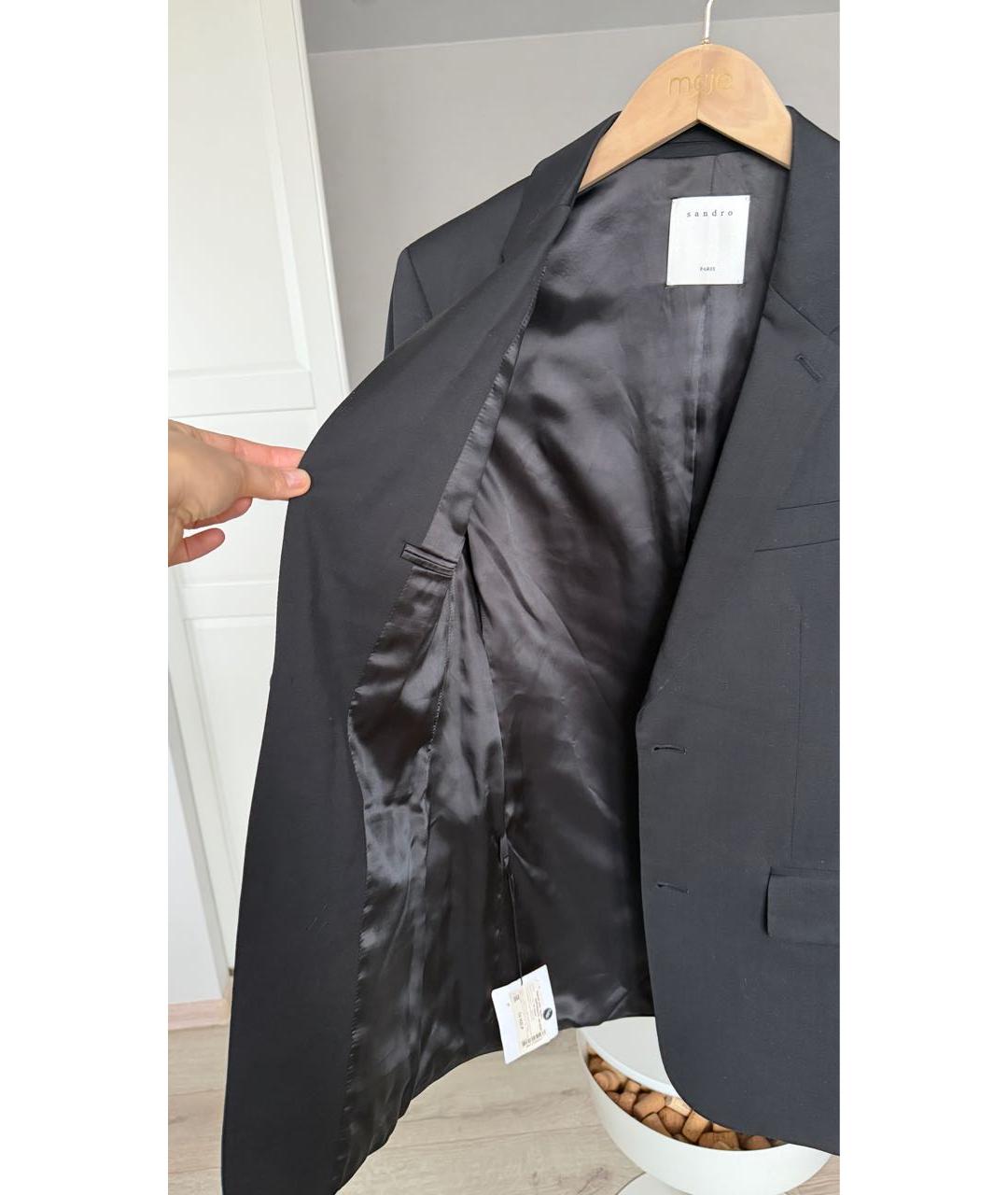 SANDRO Черный шерстяной пиджак, фото 8