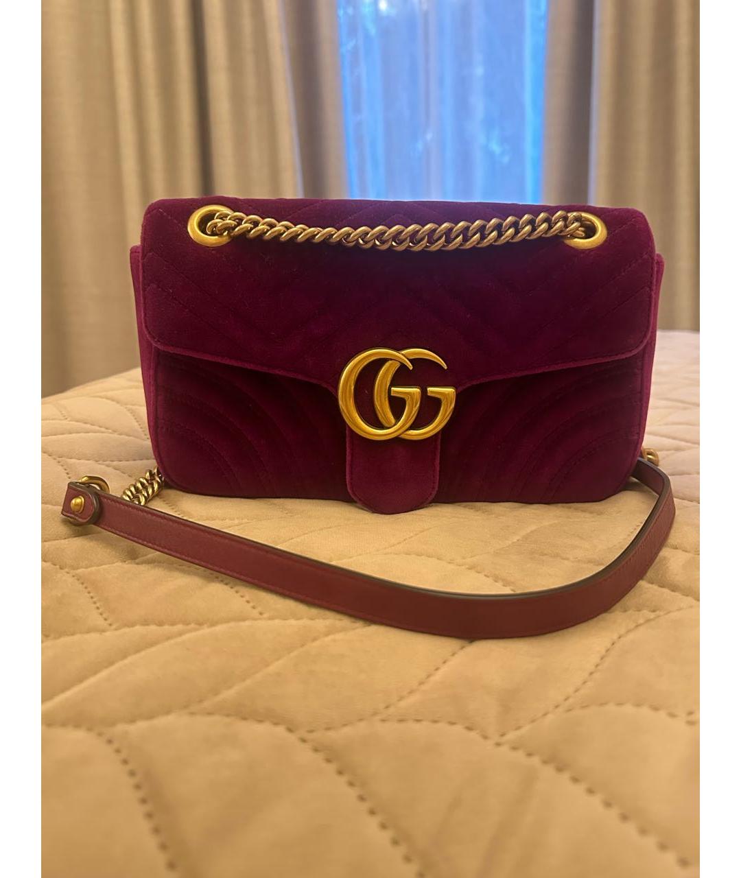 GUCCI Фиолетовая бархатная сумка через плечо, фото 6