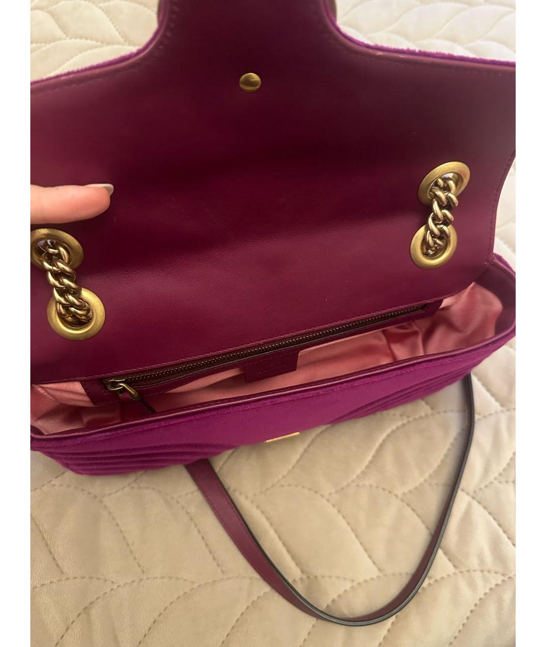 GUCCI Фиолетовая бархатная сумка через плечо, фото 5