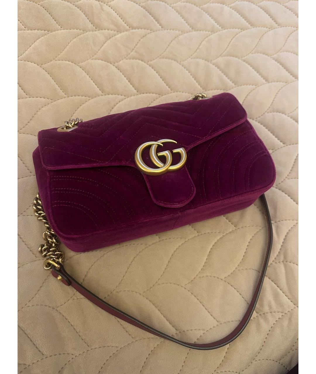 GUCCI Фиолетовая бархатная сумка через плечо, фото 2