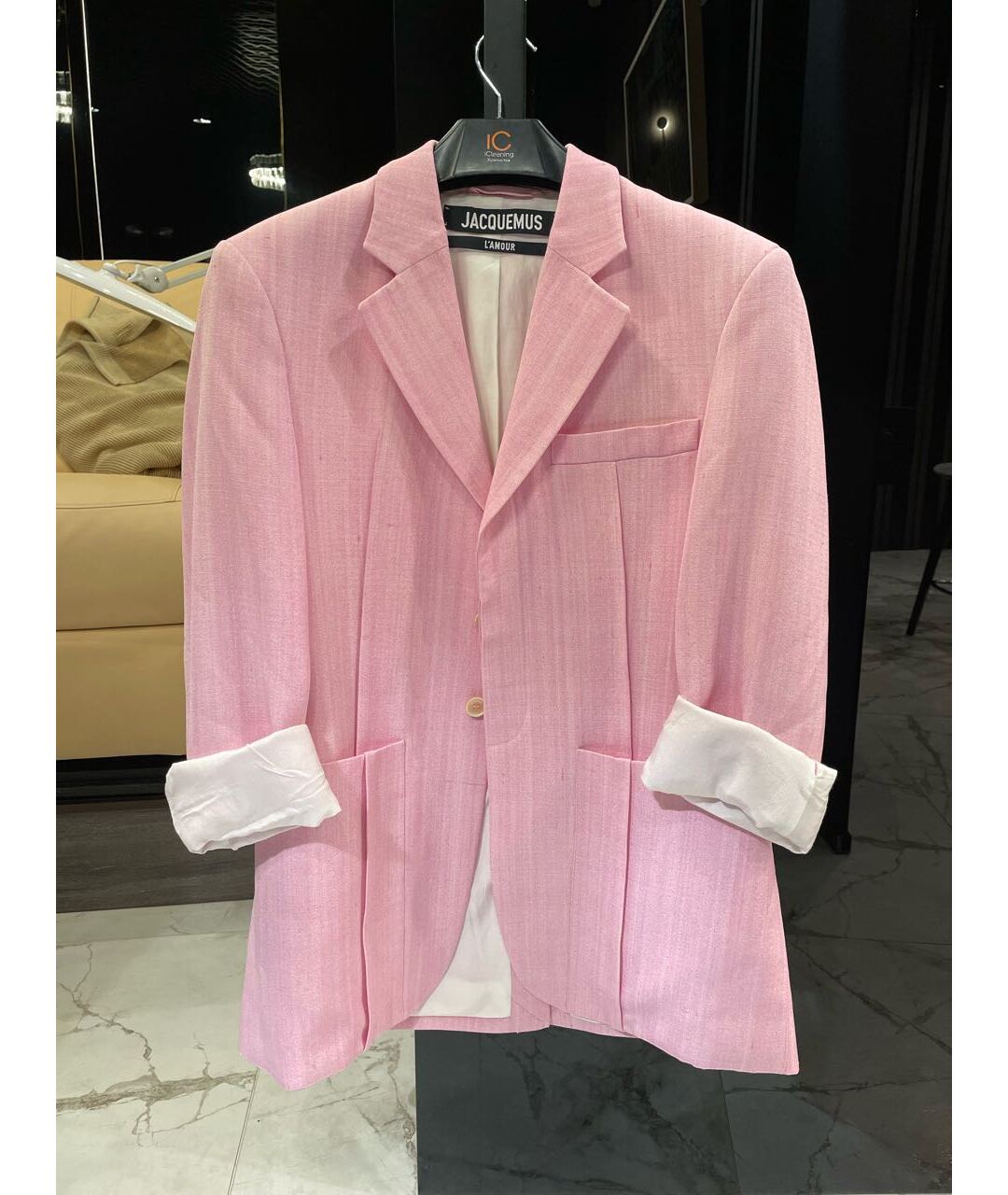JACQUEMUS Розовый шелковый жакет/пиджак, фото 8