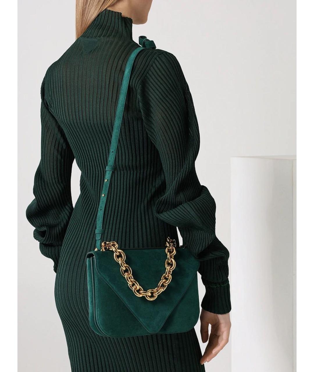 BOTTEGA VENETA Зеленая замшевая сумка через плечо, фото 2