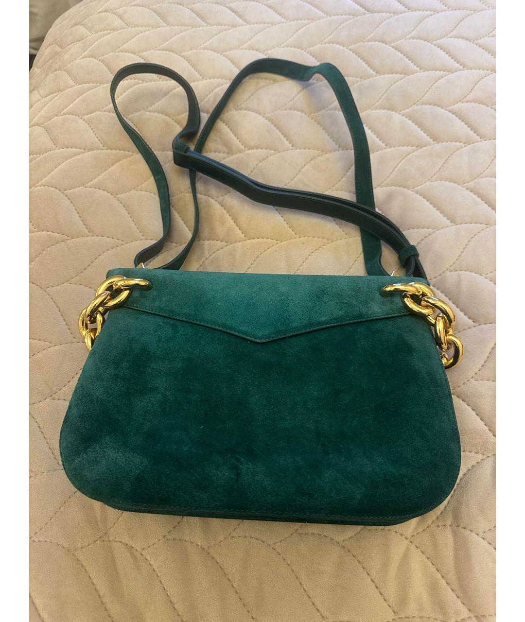 BOTTEGA VENETA Зеленая замшевая сумка через плечо, фото 4