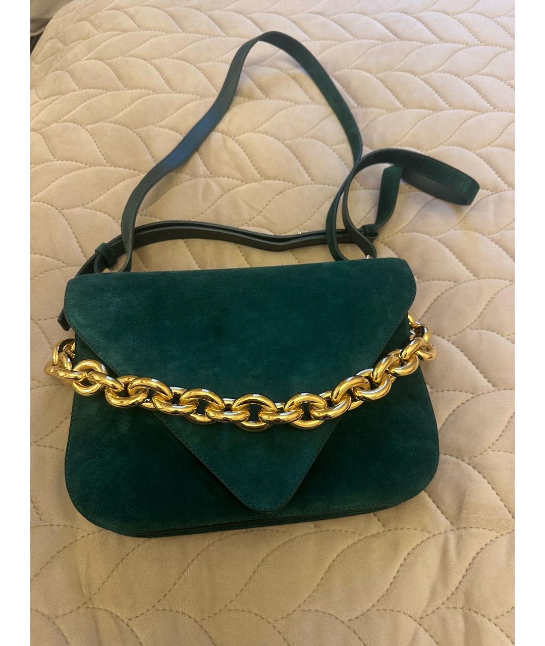 BOTTEGA VENETA Зеленая замшевая сумка через плечо, фото 3