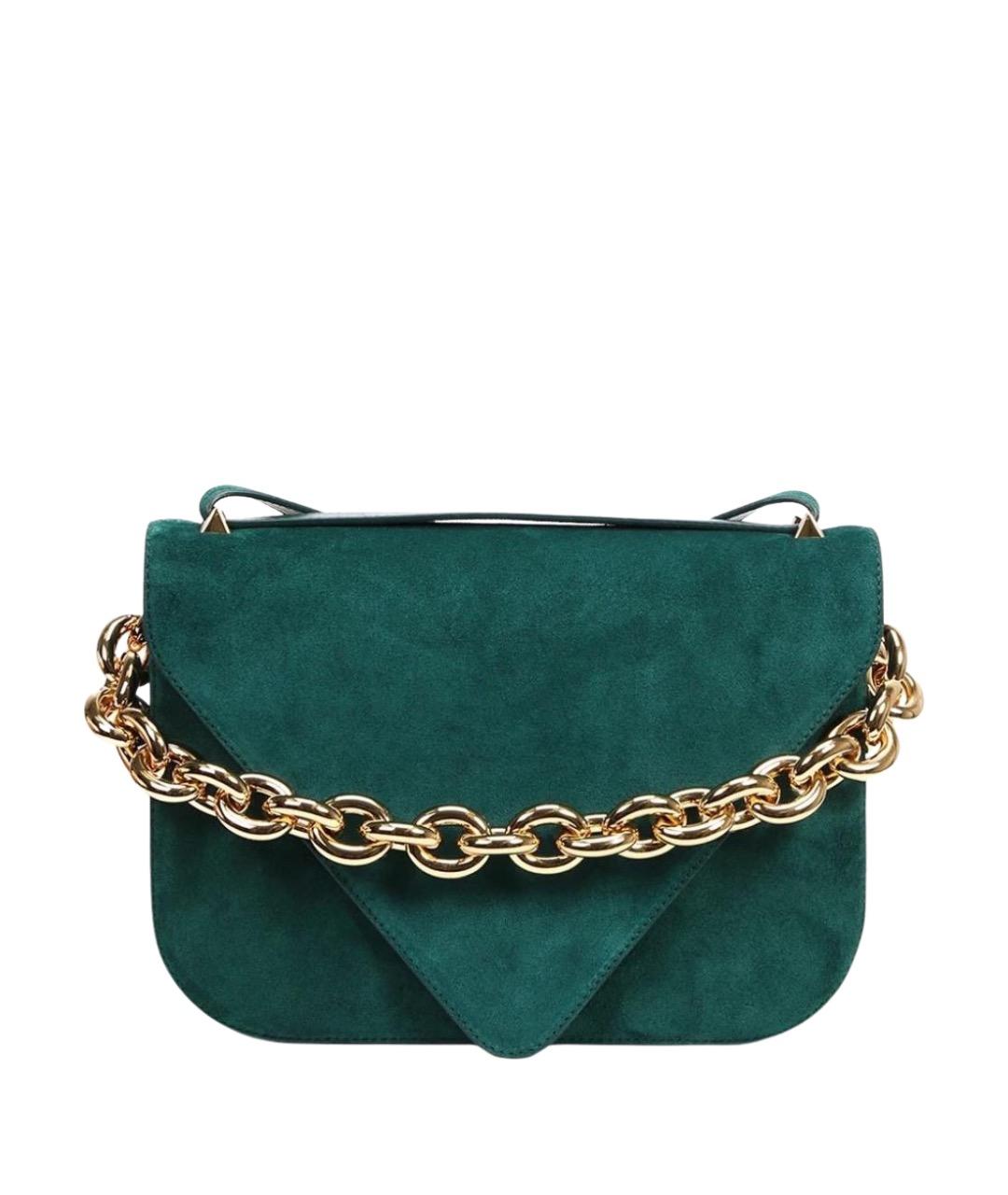 BOTTEGA VENETA Зеленая замшевая сумка через плечо, фото 1
