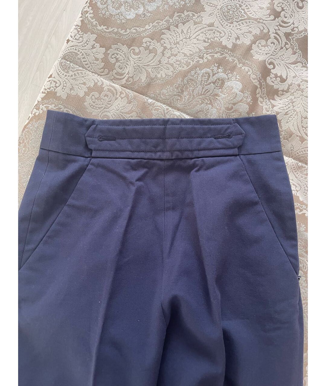 SAINT LAURENT Темно-синие хлопковые прямые брюки, фото 3