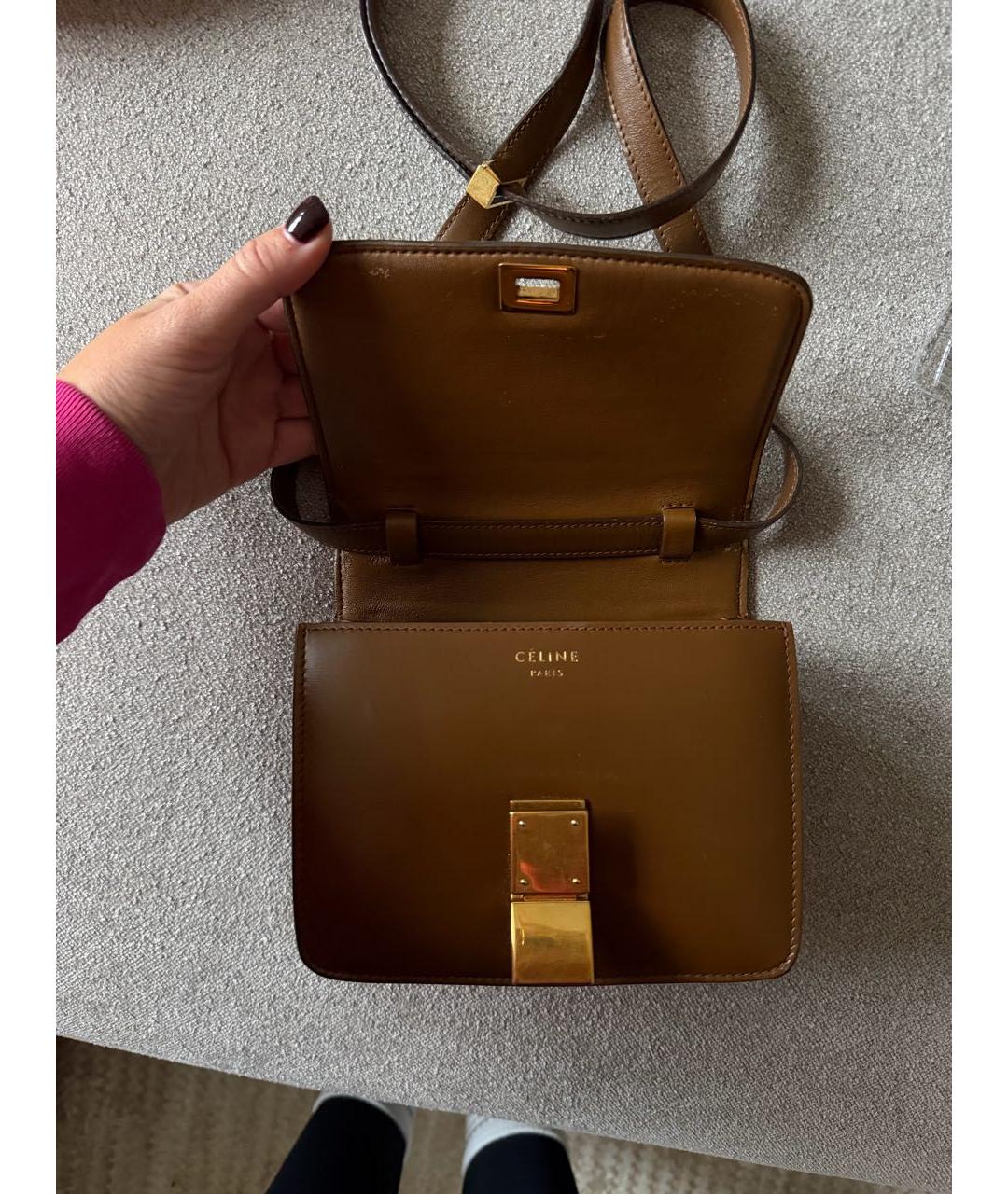 CELINE Коричневая кожаная сумка через плечо, фото 2