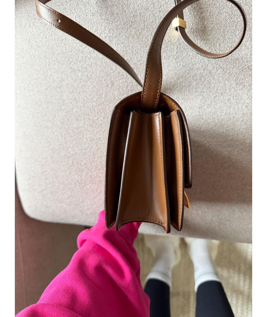 CELINE Коричневая кожаная сумка через плечо, фото 7