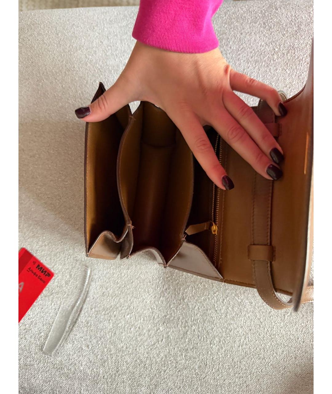 CELINE Коричневая кожаная сумка через плечо, фото 4