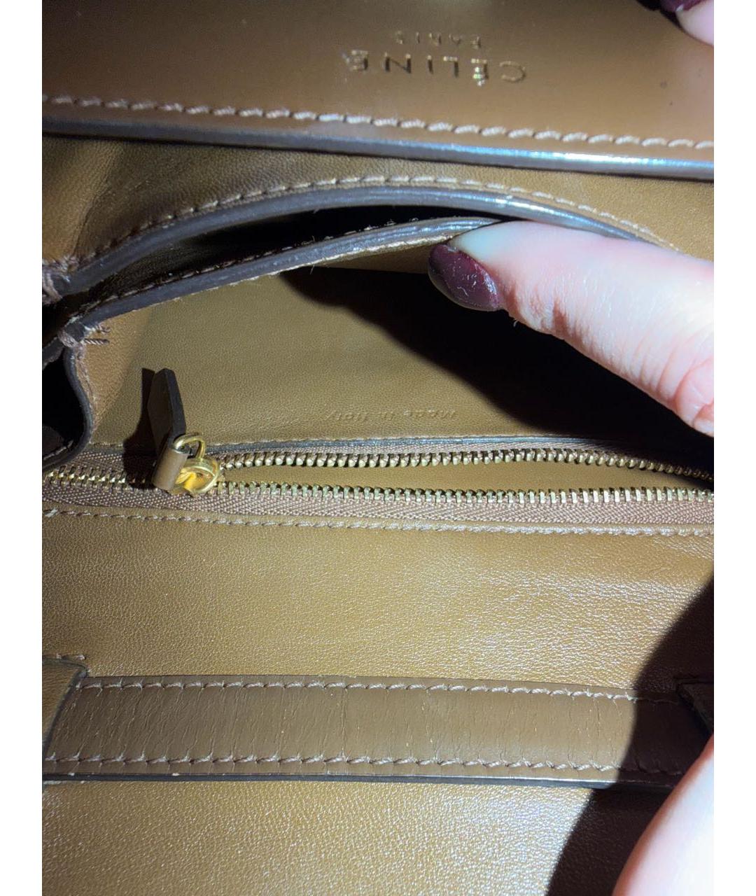 CELINE Коричневая кожаная сумка через плечо, фото 5