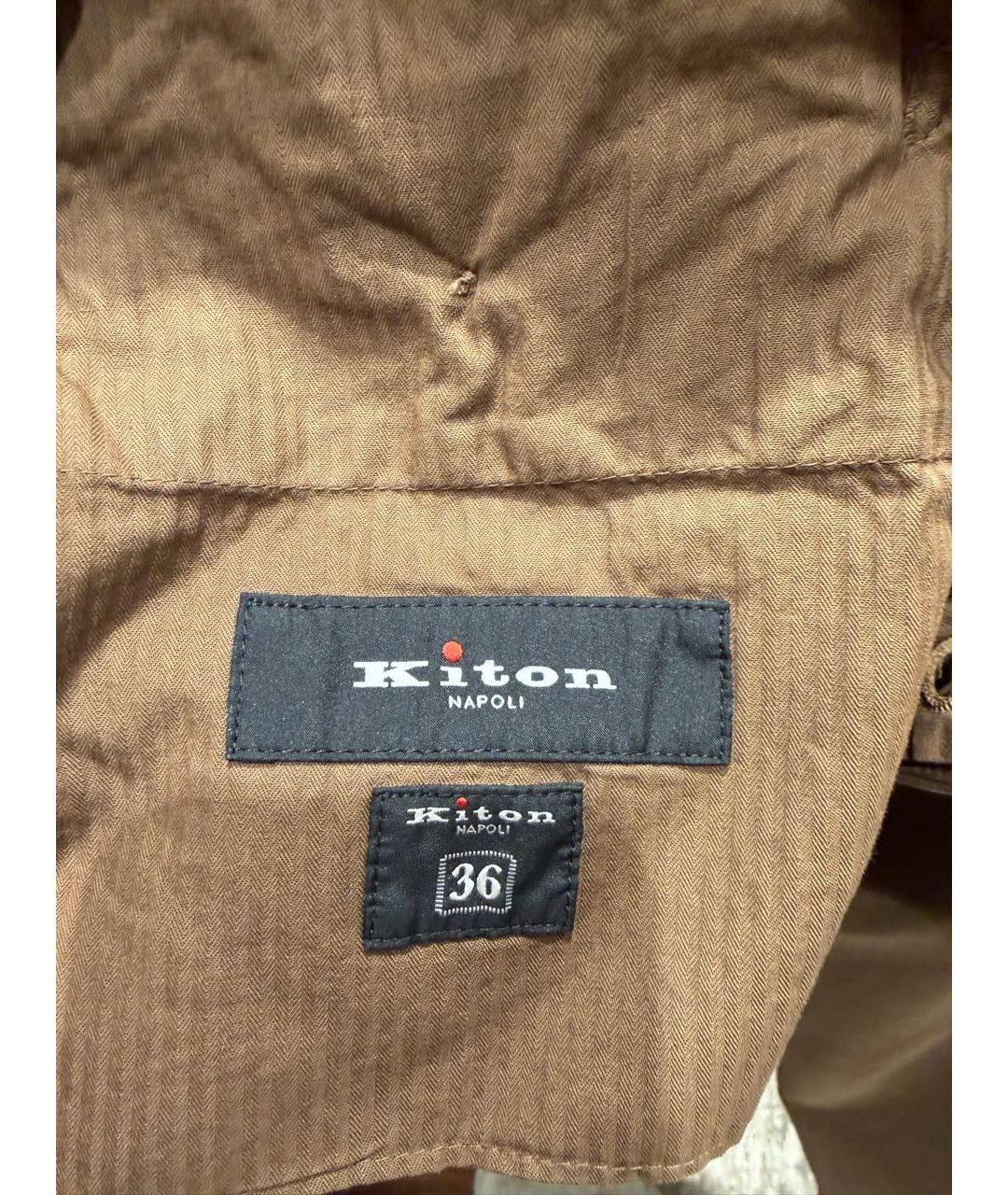 KITON Коричневые хлопко-эластановые повседневные брюки, фото 4