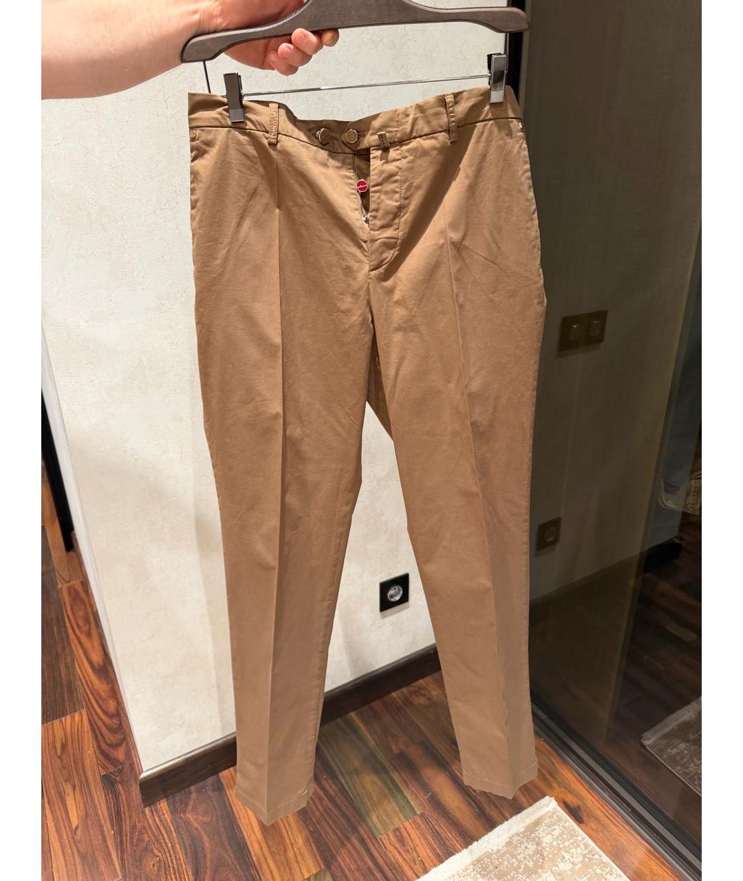 KITON Коричневые хлопко-эластановые повседневные брюки, фото 5