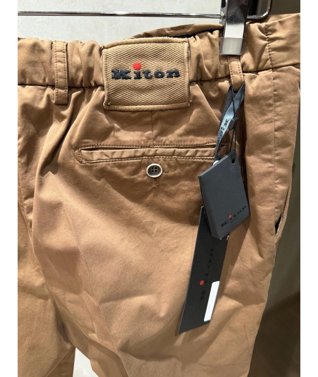 KITON Коричневые хлопко-эластановые повседневные брюки, фото 3