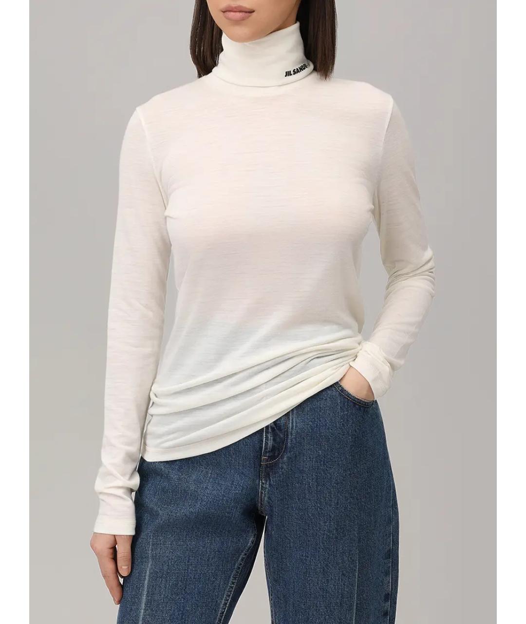 JIL SANDER Белая шерстяная водолазка, фото 4