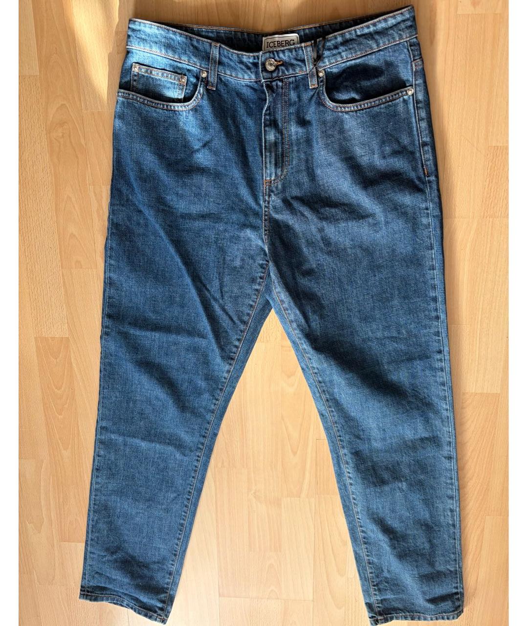 ICEBERG Синие хлопковые прямые джинсы, фото 5