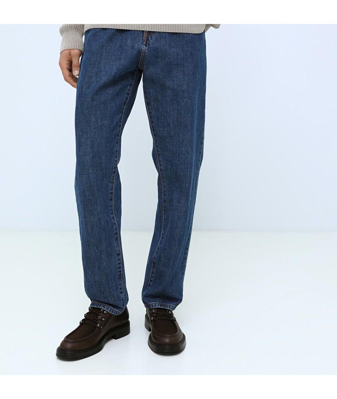 ICEBERG Синие хлопковые прямые джинсы, фото 6