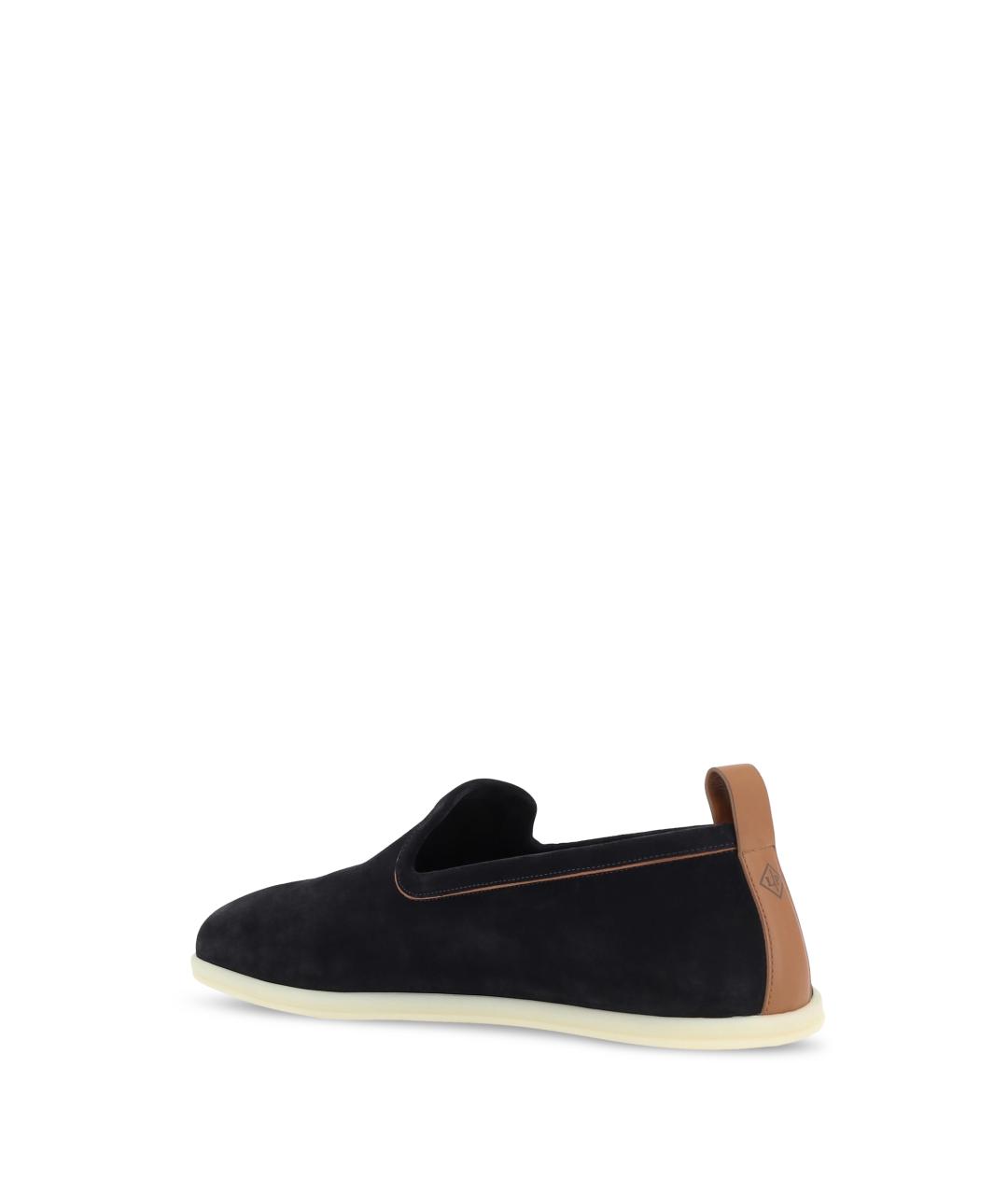 LORO PIANA Темно-синие замшевые лоферы, фото 3