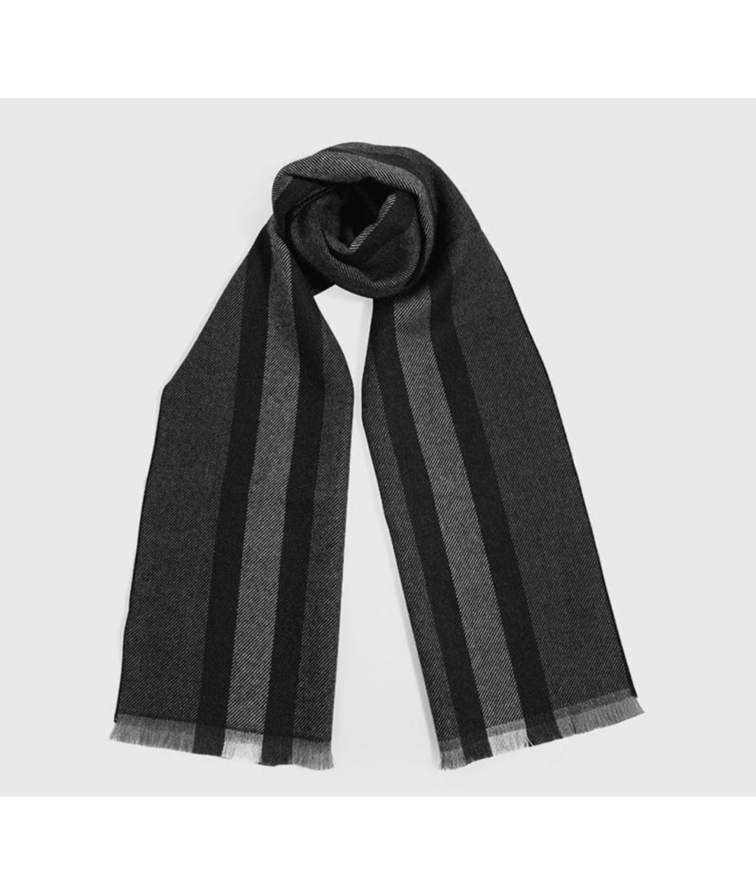 GUCCI Серый шерстяной шарф, фото 5