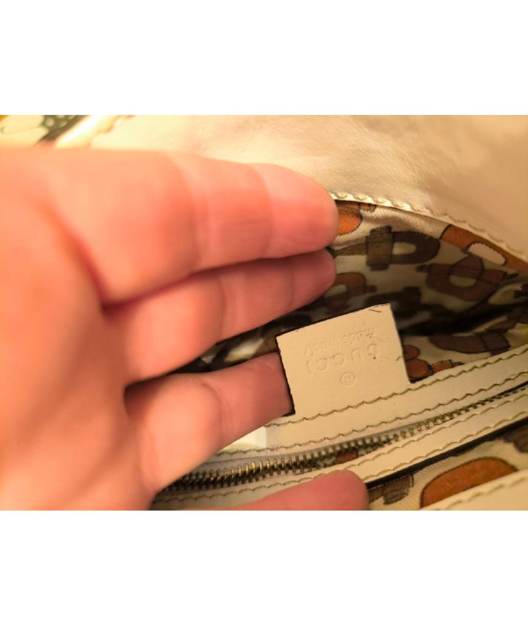 GUCCI Белая кожаная сумка с короткими ручками, фото 3