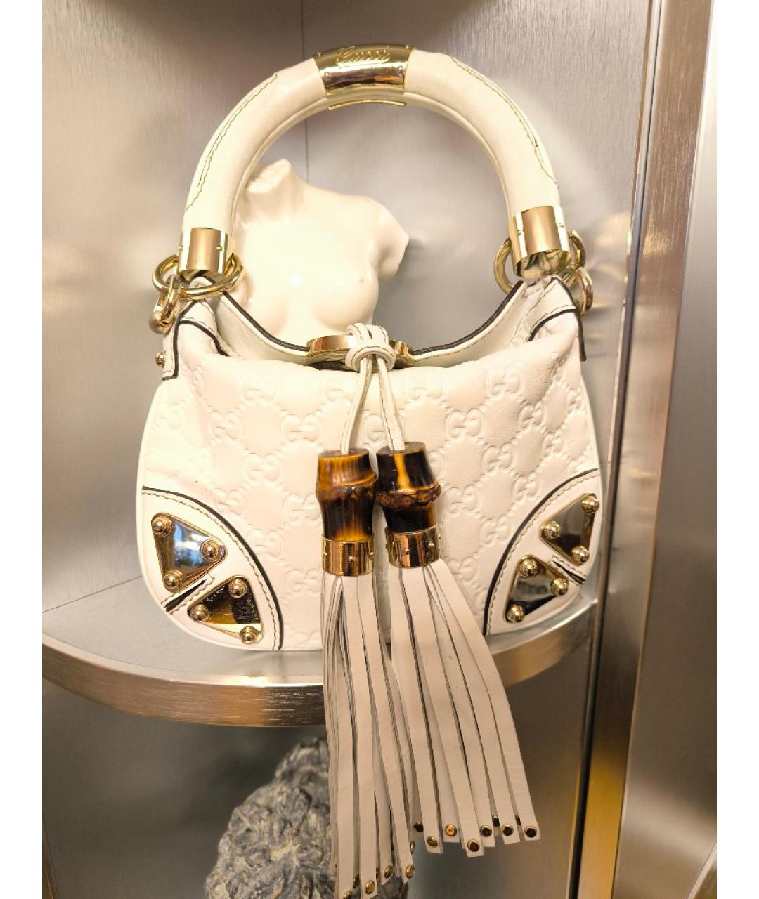 GUCCI Белая кожаная сумка с короткими ручками, фото 5