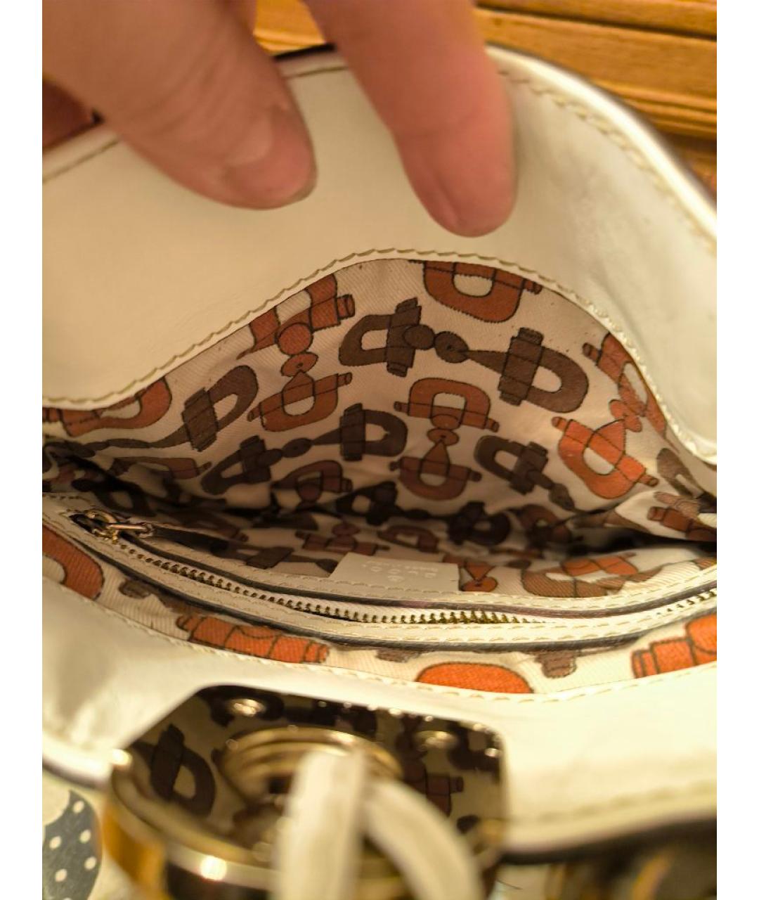GUCCI Белая кожаная сумка с короткими ручками, фото 4