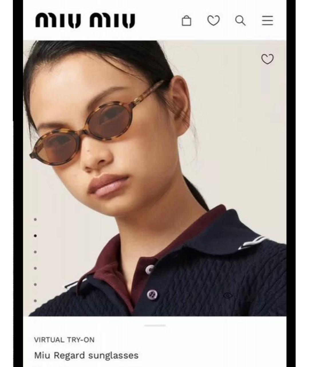 MIU MIU Коричневые пластиковые солнцезащитные очки, фото 4