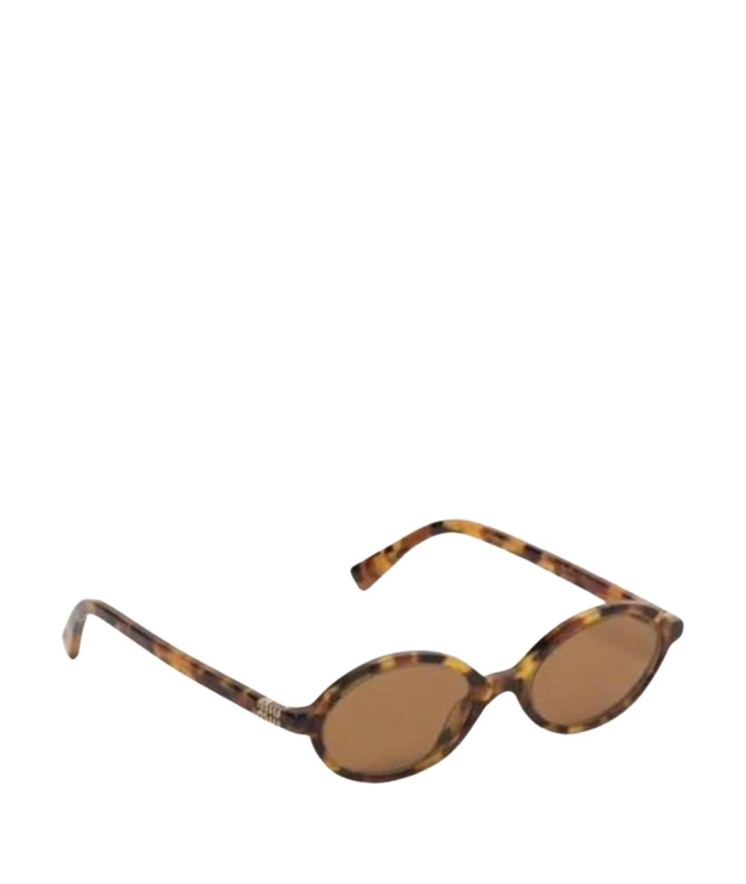 MIU MIU Коричневые пластиковые солнцезащитные очки, фото 10