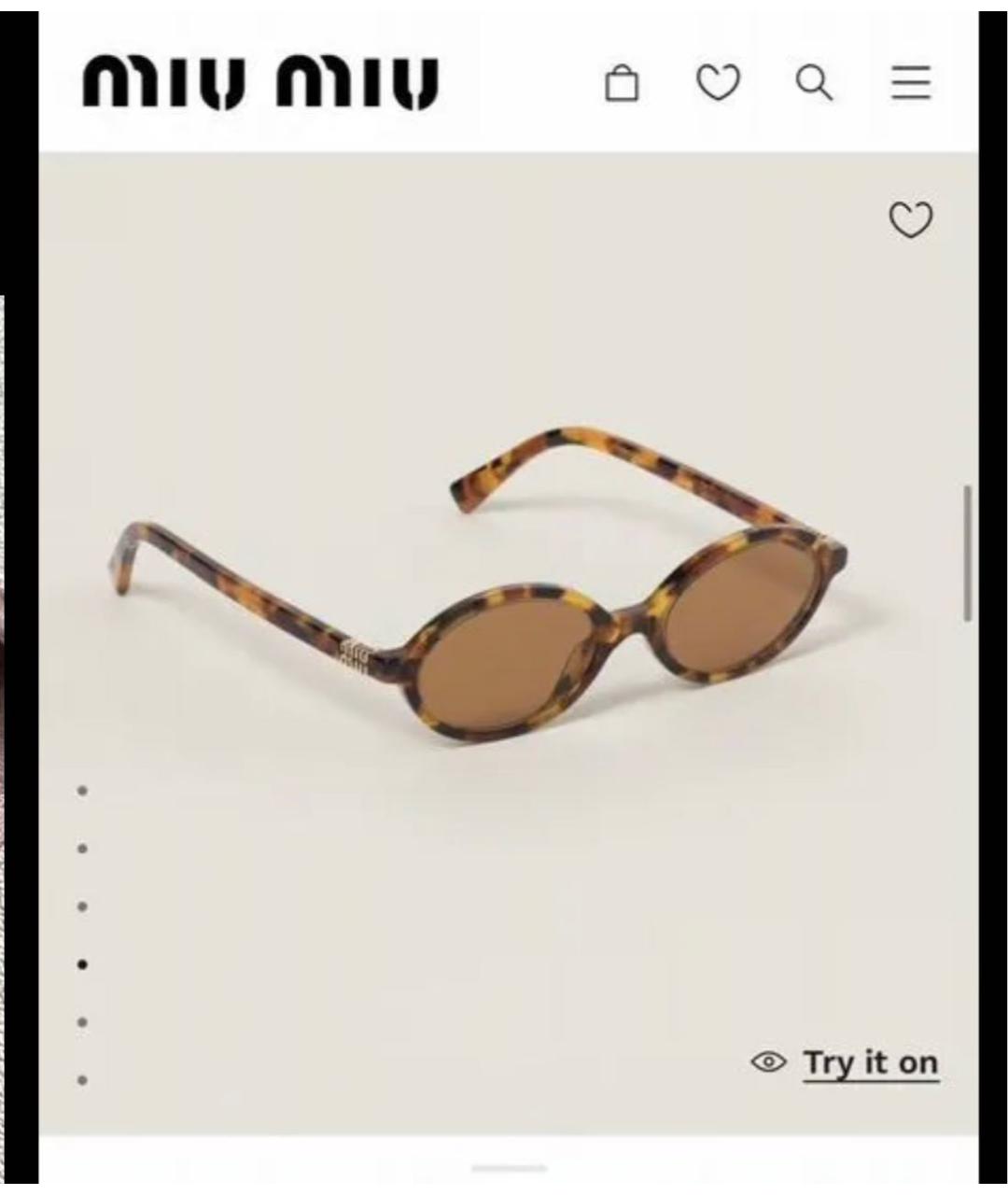 MIU MIU Коричневые пластиковые солнцезащитные очки, фото 9