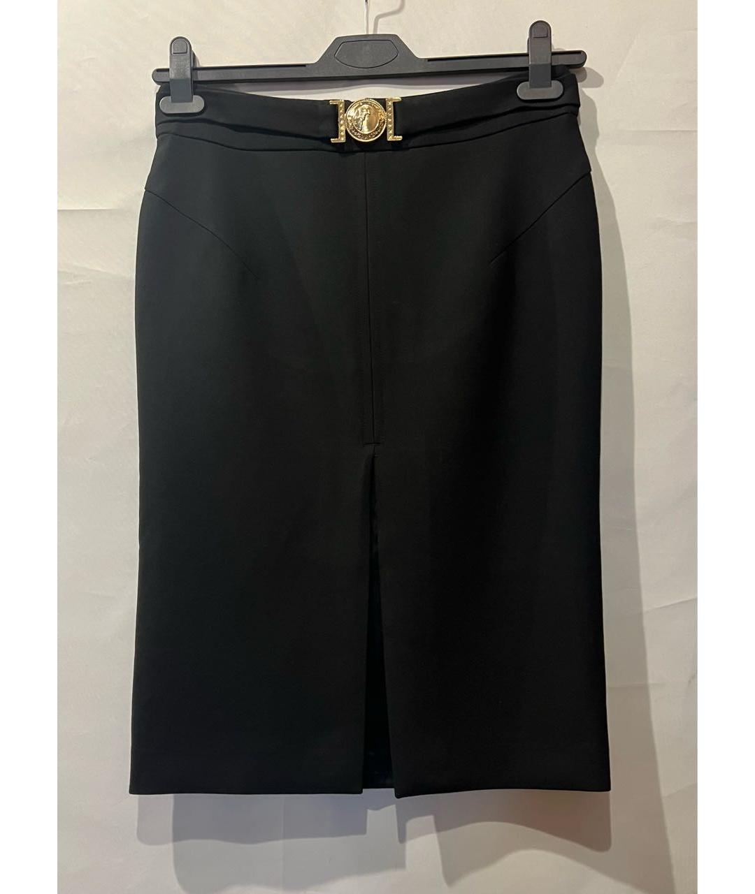 VERSACE Черная вискозная юбка миди, фото 7