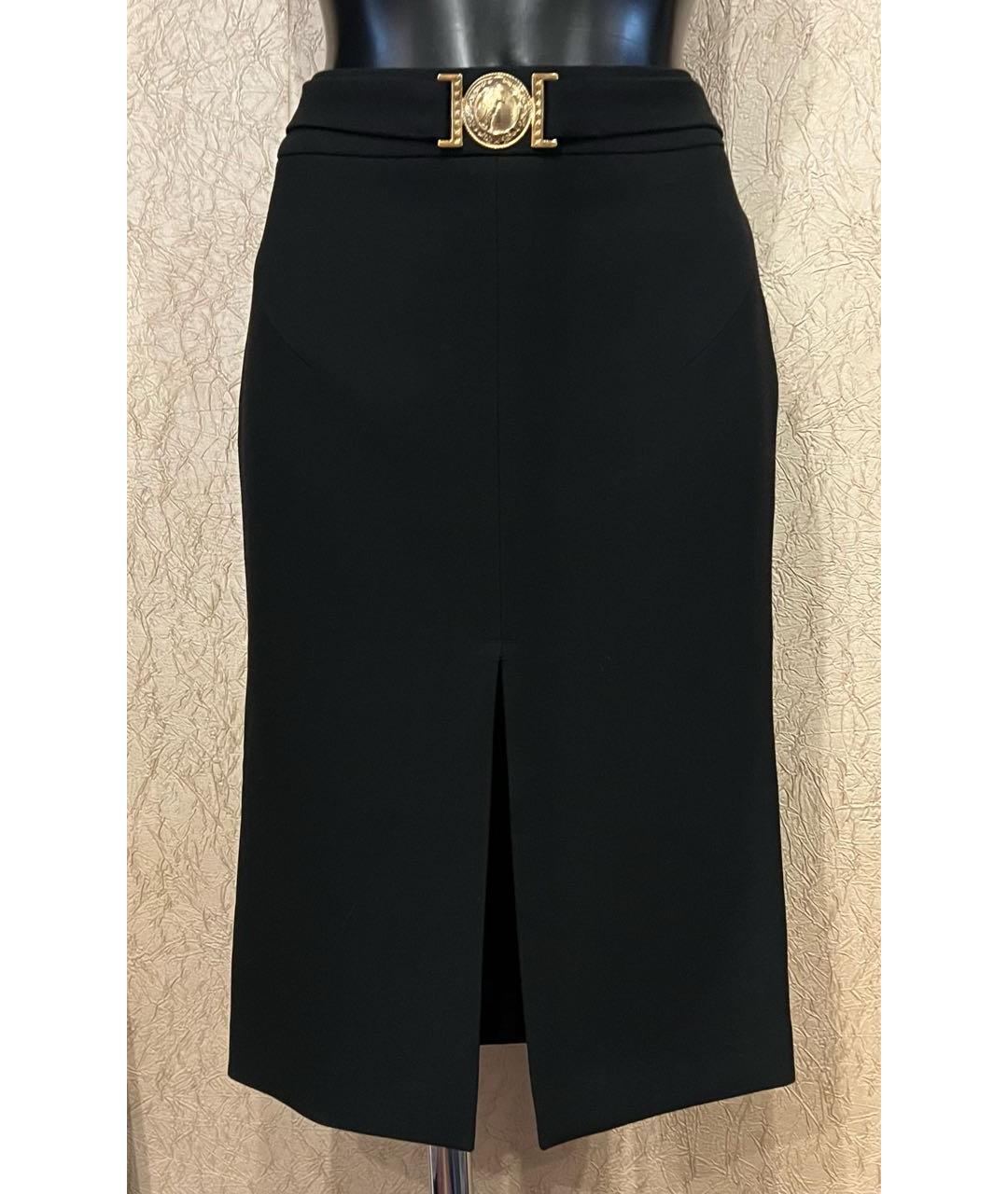 VERSACE Черная вискозная юбка миди, фото 6
