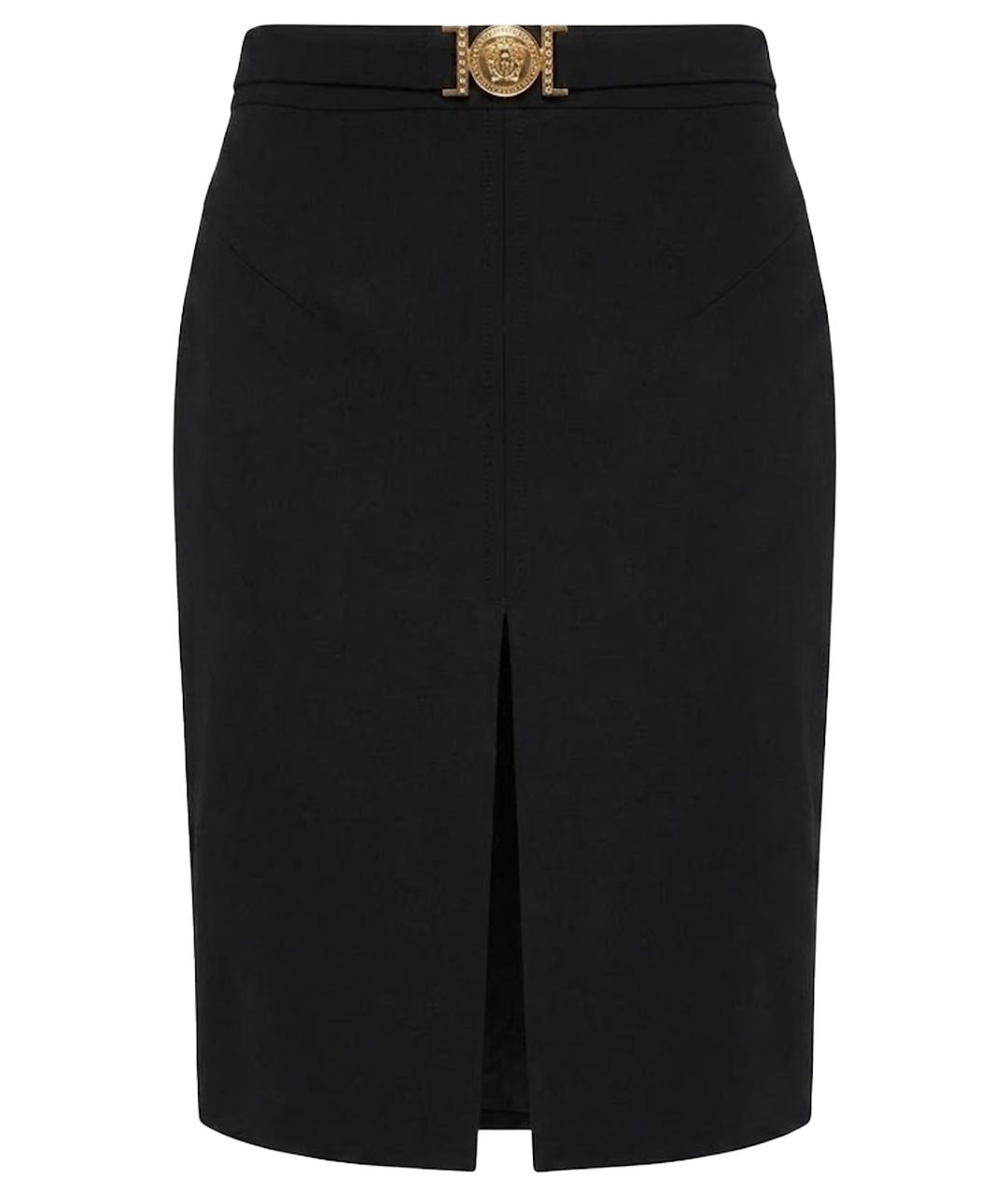 VERSACE Черная вискозная юбка миди, фото 1