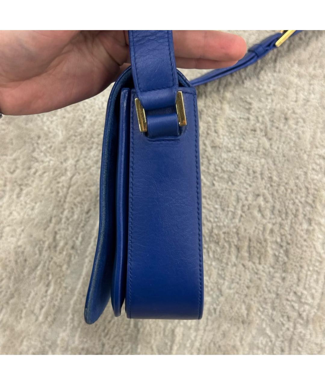 SAINT LAURENT Синяя кожаная сумка через плечо, фото 4