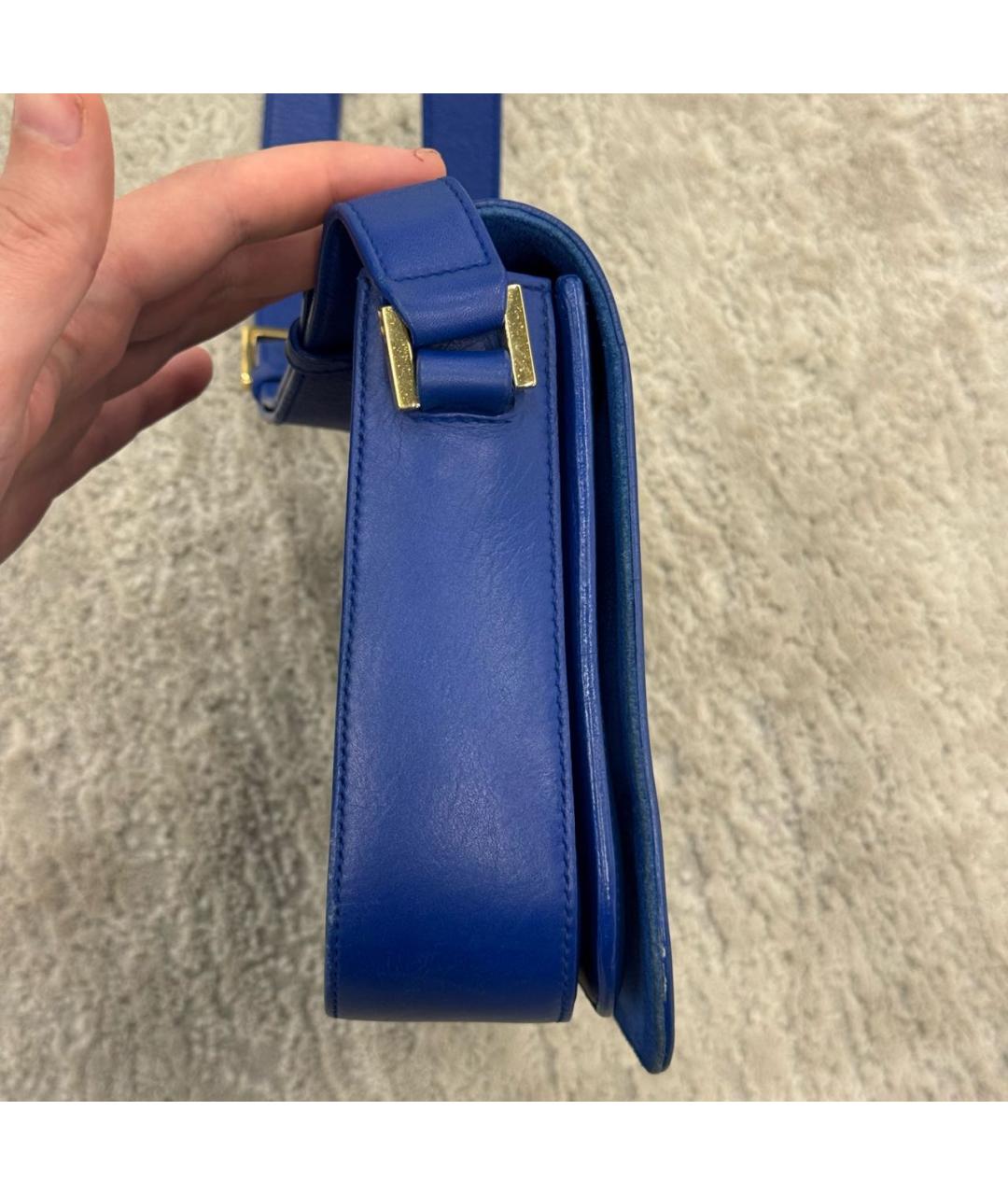 SAINT LAURENT Синяя кожаная сумка через плечо, фото 3