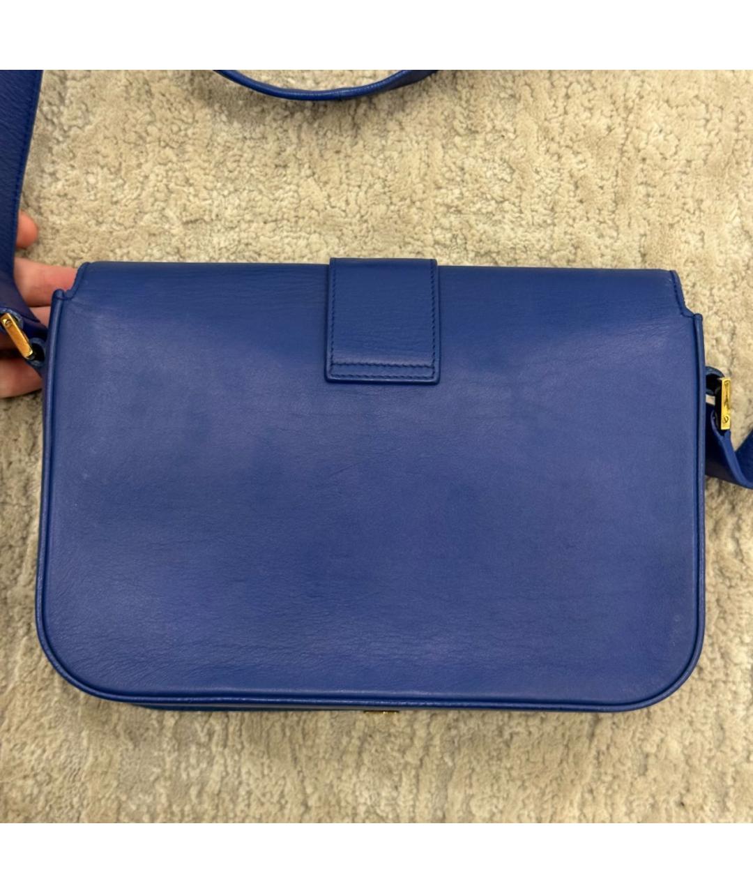 SAINT LAURENT Синяя кожаная сумка через плечо, фото 5