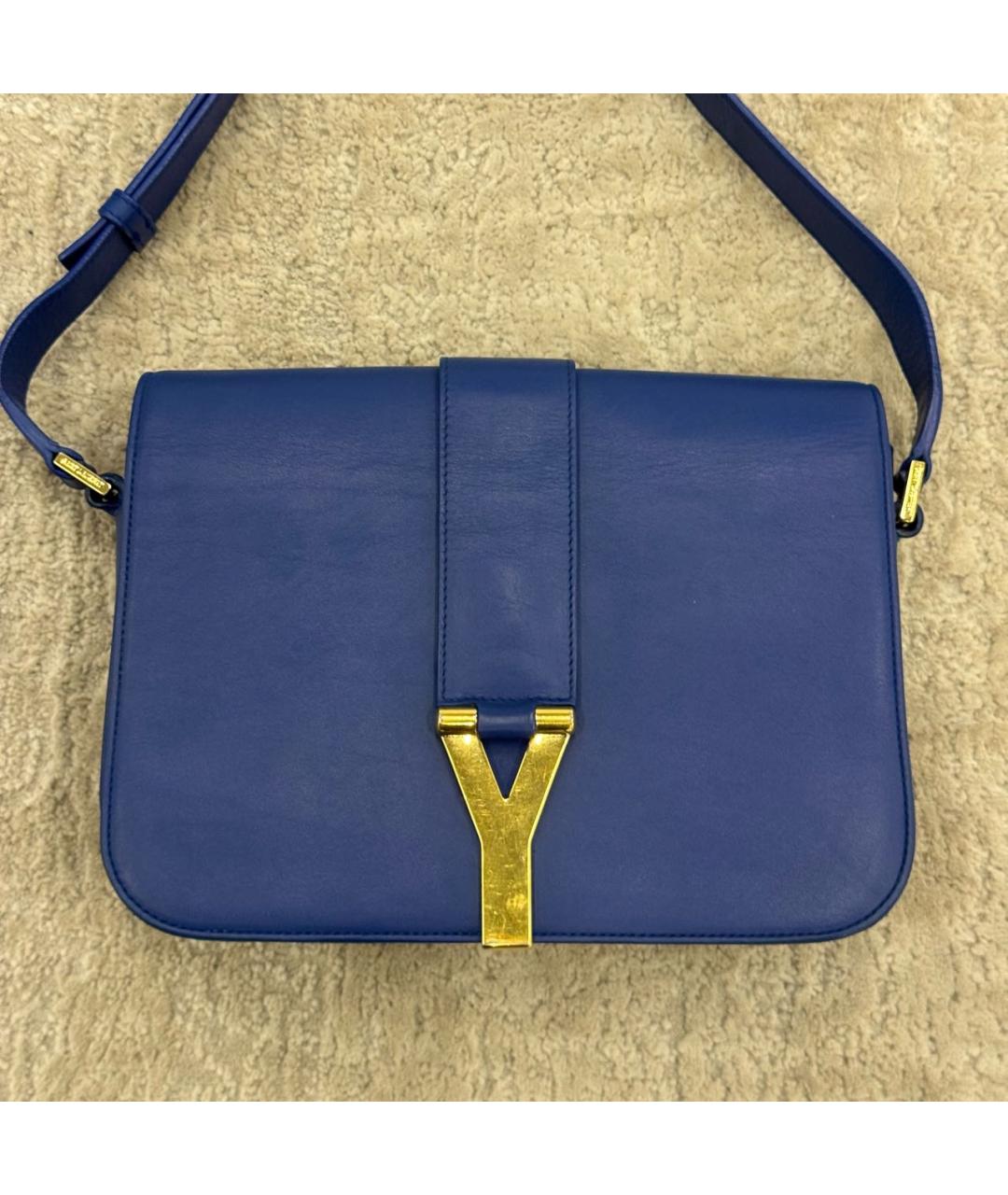 SAINT LAURENT Синяя кожаная сумка через плечо, фото 2