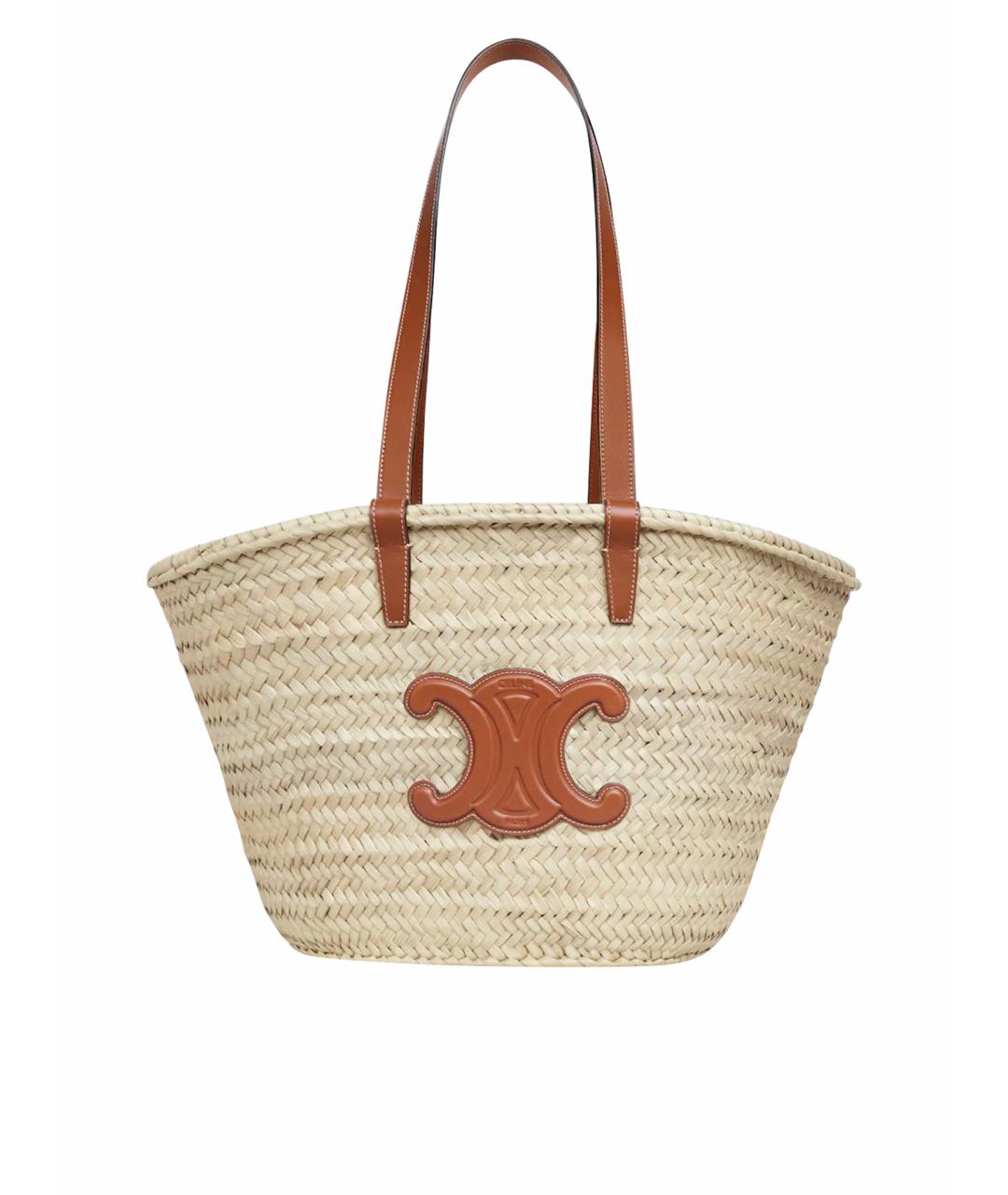 CELINE Бежевая пелетеная пляжная сумка, фото 1