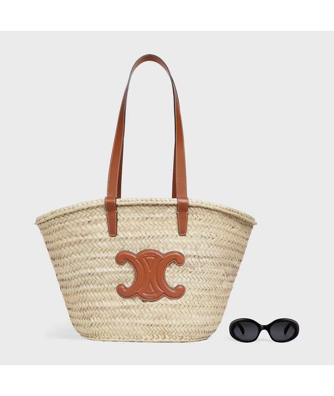 CELINE Бежевая пелетеная пляжная сумка, фото 8