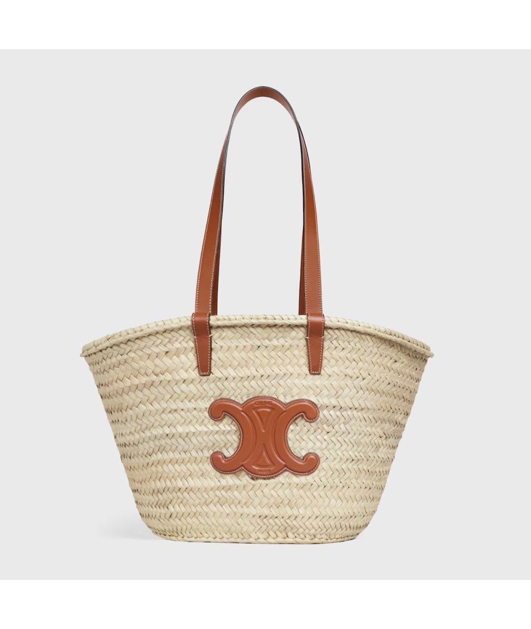 CELINE Бежевая пелетеная пляжная сумка, фото 5