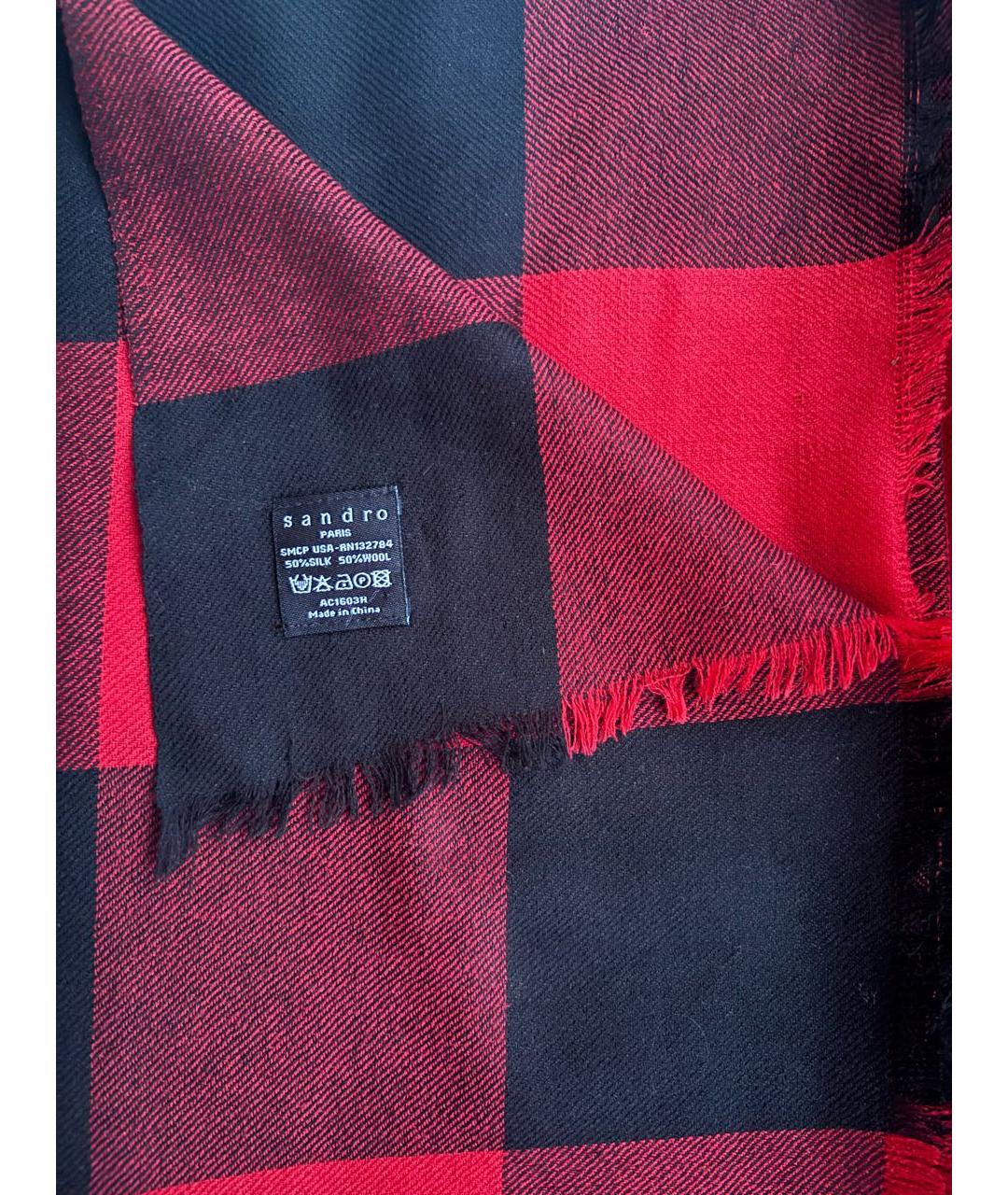 SANDRO Красный шерстяной шарф, фото 2