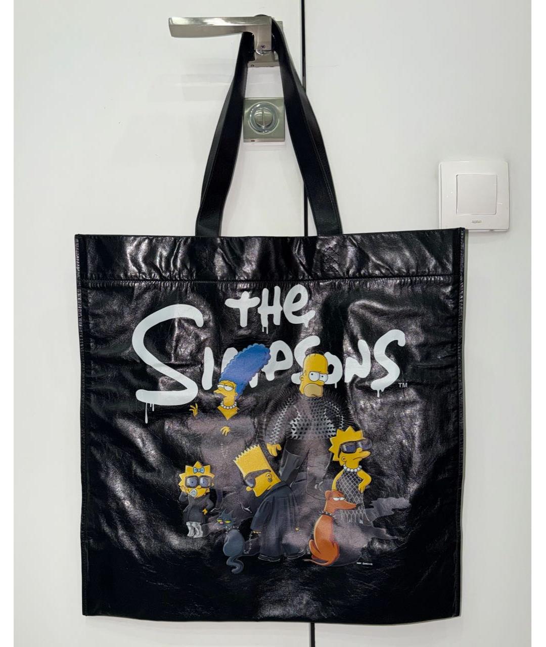 BALENCIAGA Черная кожаная сумка тоут, фото 7