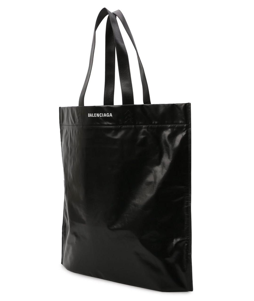 BALENCIAGA Черная кожаная сумка тоут, фото 2
