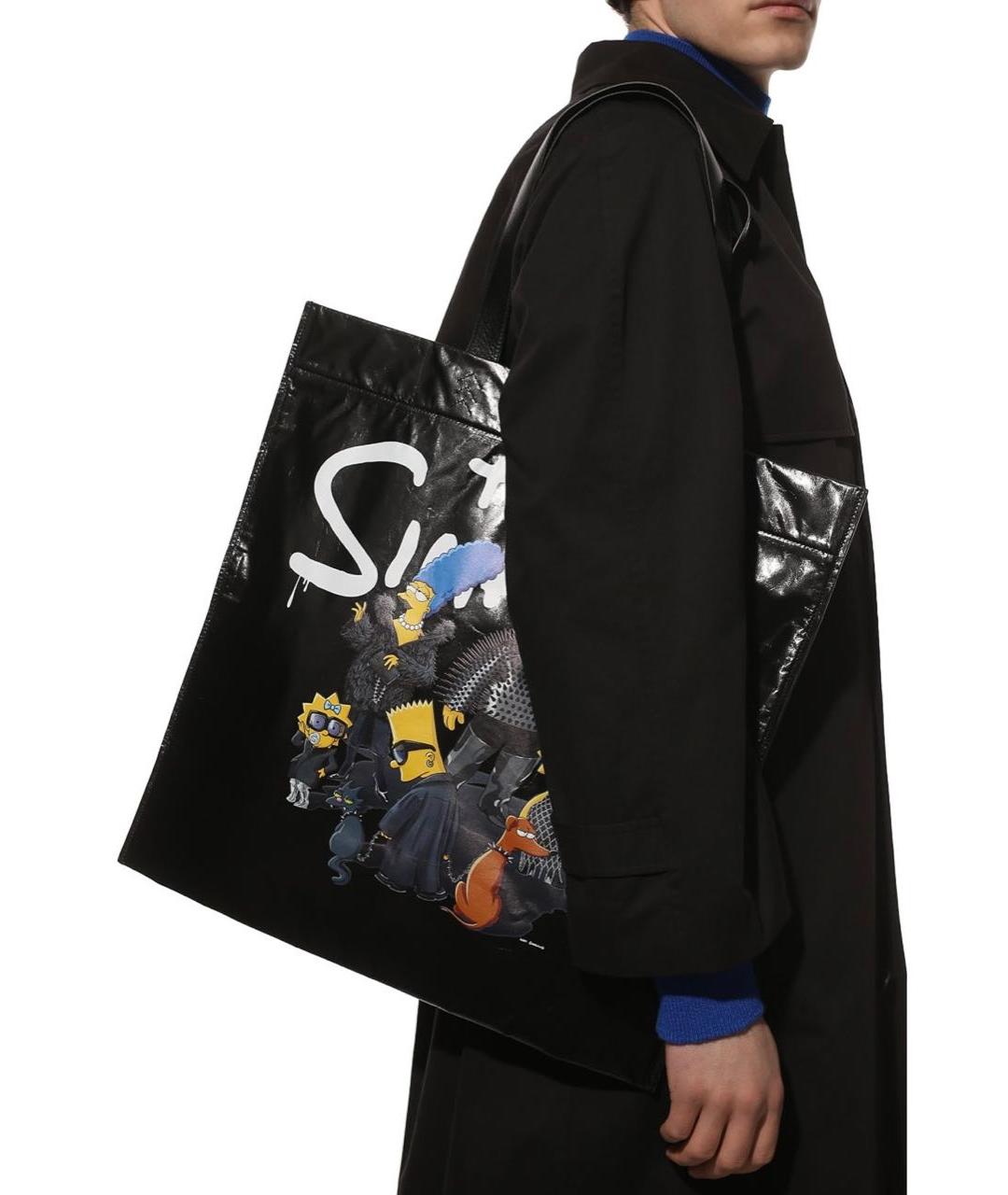 BALENCIAGA Черная кожаная сумка тоут, фото 4