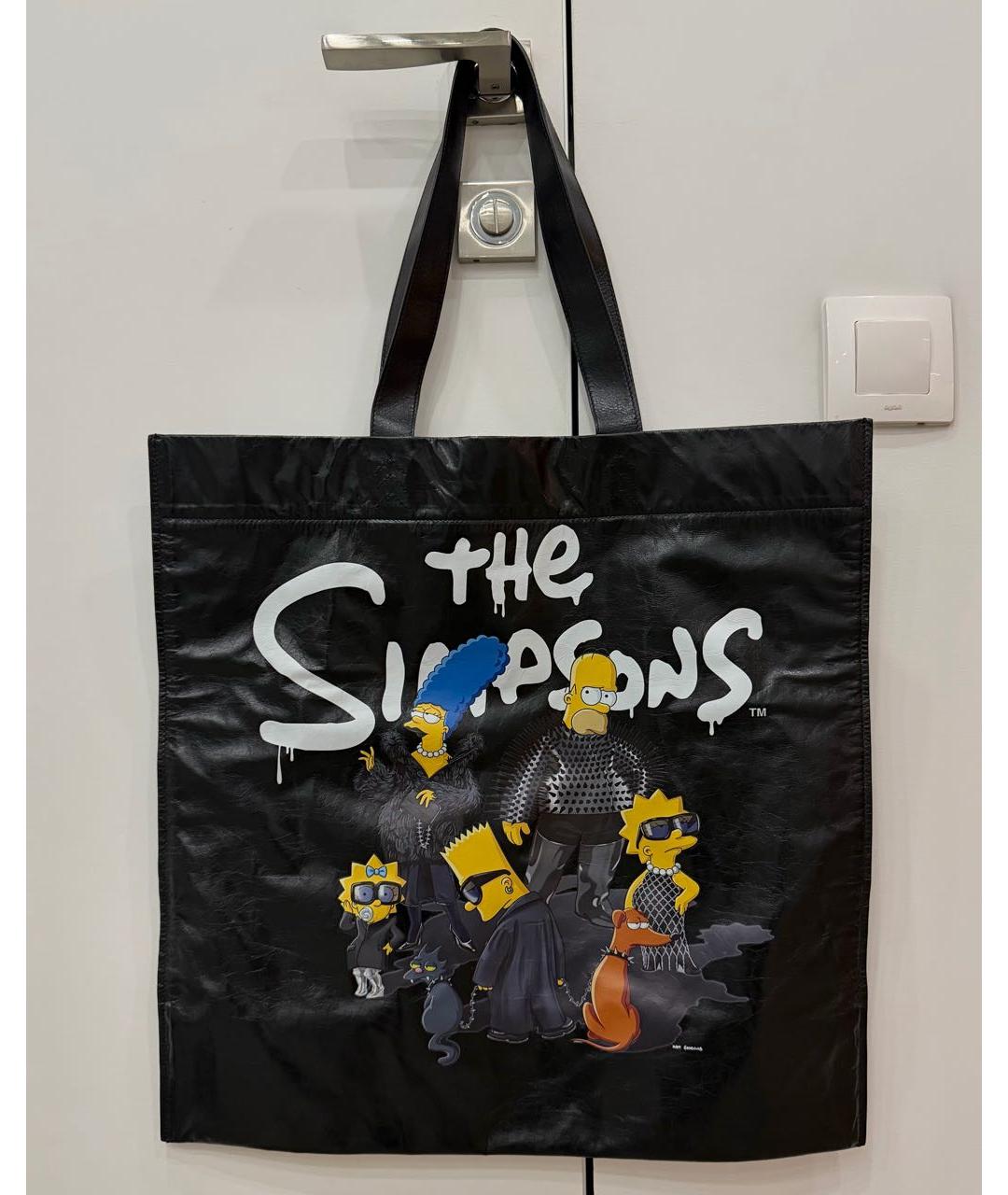 BALENCIAGA Черная кожаная сумка тоут, фото 8