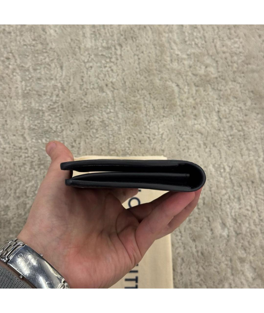 LOUIS VUITTON Черный кожаный кошелек, фото 5