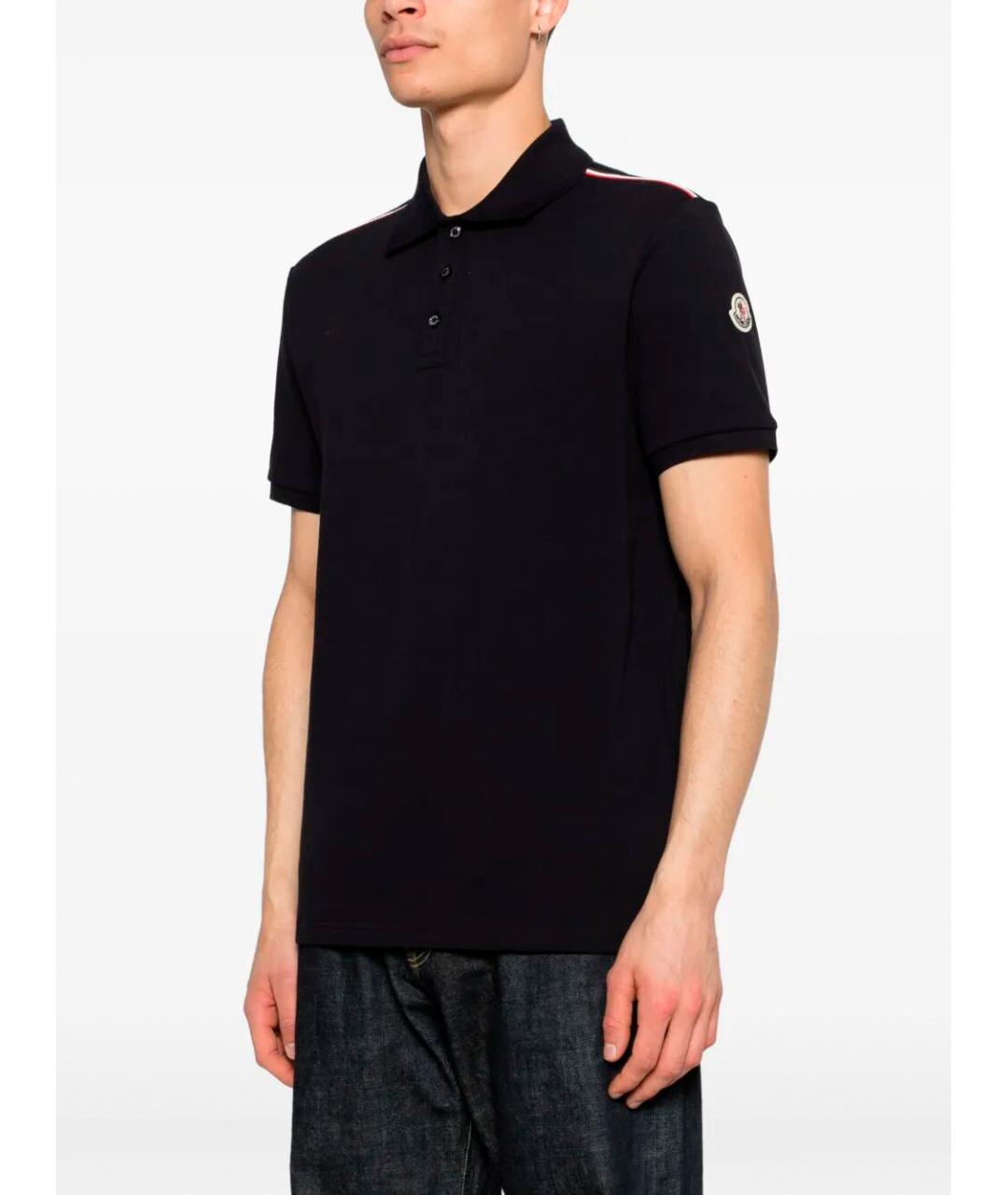 MONCLER Синее хлопковое поло с коротким рукавом, фото 5