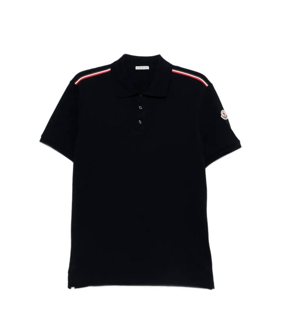 MONCLER Синее хлопковое поло с коротким рукавом, фото 1